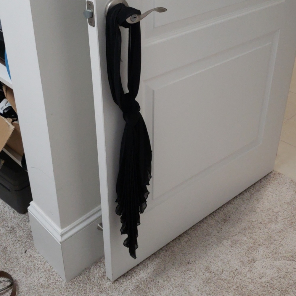 Black chiffon scarf,  74 inches long